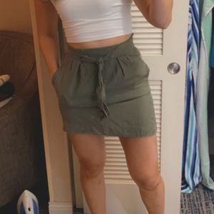 Army green skirt with zip closure in back